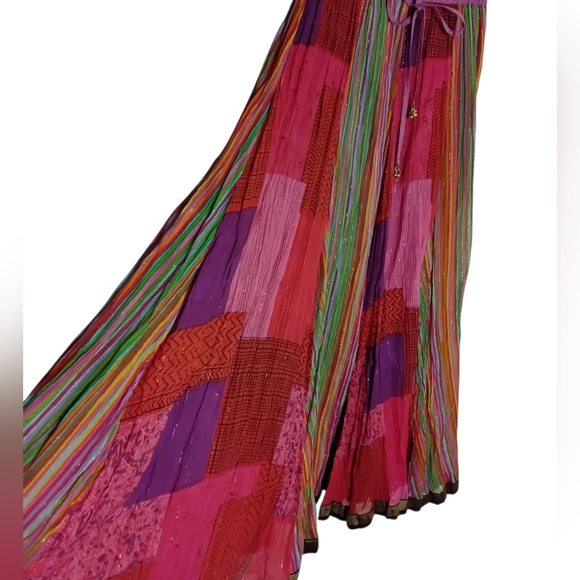 Soft Surroundings Women's XS Colorful Boho Peasant Pull-on Striped Maxi Skirt - Picture 3 of 6